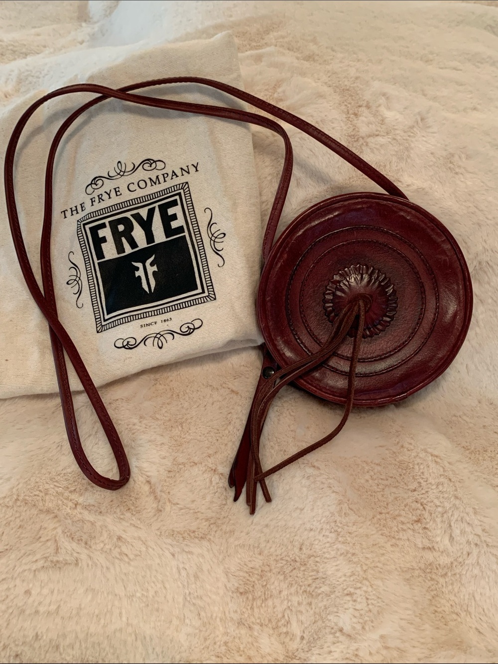 Frye Leather Circle Purse Wine